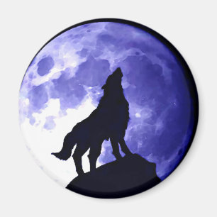 Wolf Howling at Moon Magnet