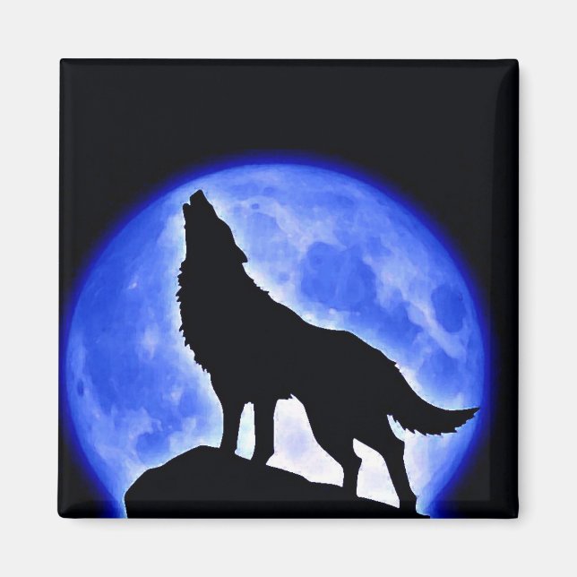 Wolf Howling at Moon Magnet (Front)