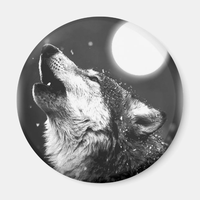 Wolf Howling at Moon Magnet (Front)