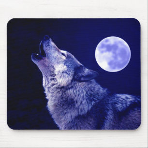 Wolf Howling at Moon Mouse Mat