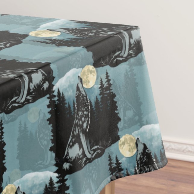 Wolf Howling At Moon Pattern Design  Tablecloth (Creator Uploaded)