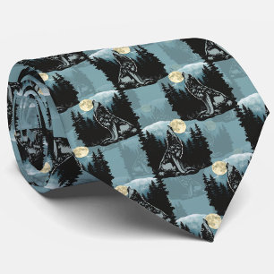 Wolf Howling At Moon Pattern Design  Tie
