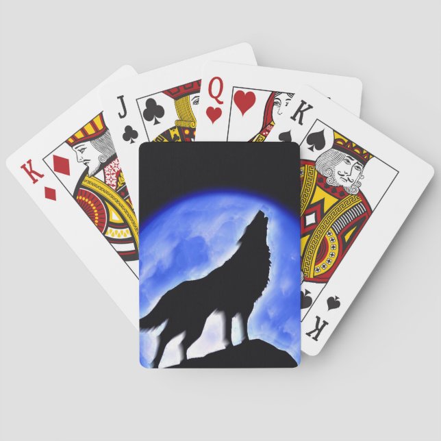 Wolf Howling at Moon Playing Cards (Back)