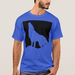 Wolf Howling at Moon Pop Art Deep Royal Blue T-Shirt