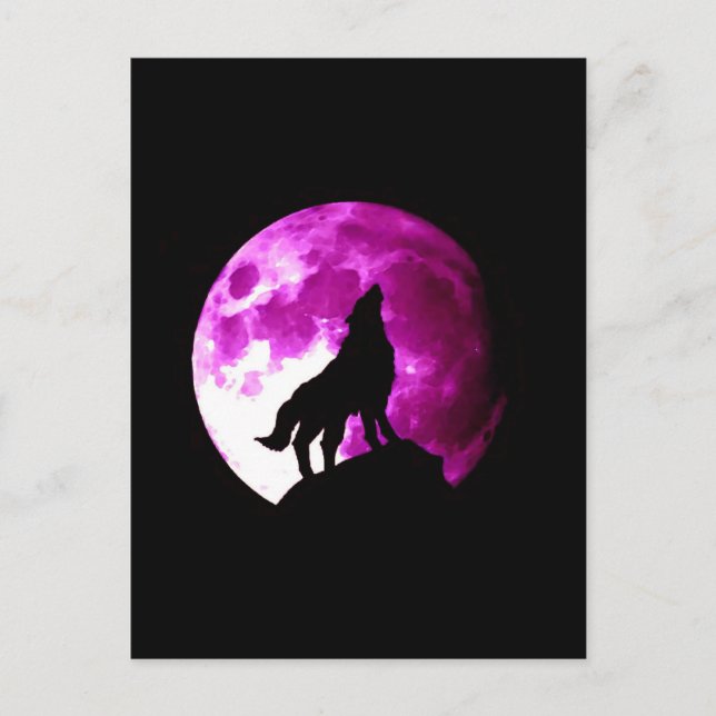 Wolf Howling at Moon Postcard (Front)