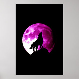 Wolf Howling at Moon Poster - Fantasy Art