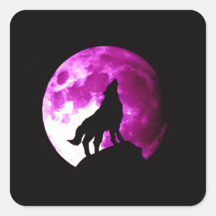 Wolf Howling at Moon Square Sticker