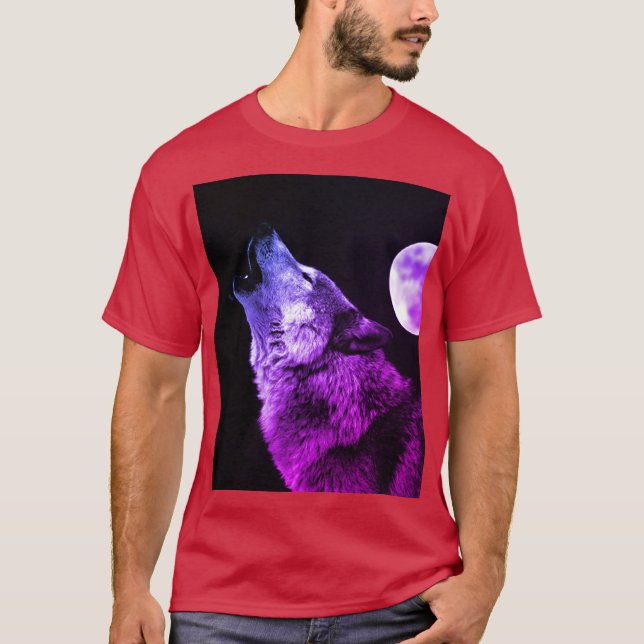 Wolf Howling at Moon T-Shirt (Front)