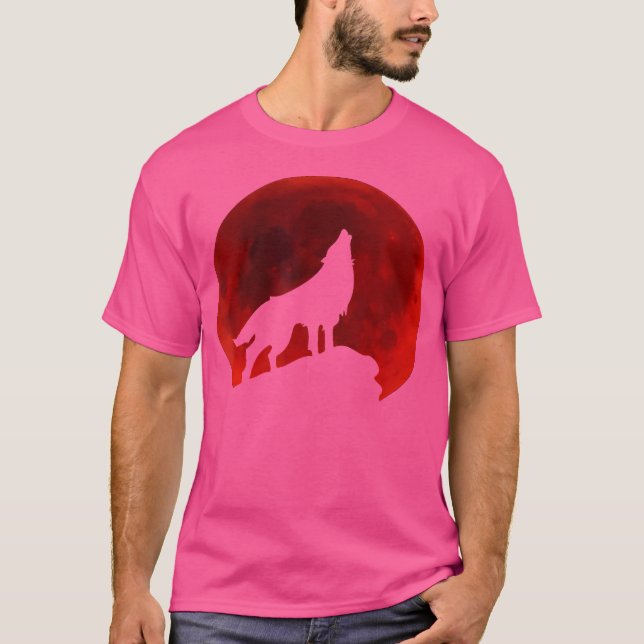 Wolf Howling At Moon T-Shirt (Front)