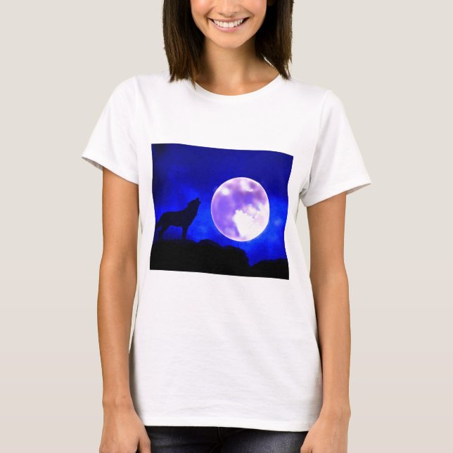 Wolf Howling at Moon T-Shirt (Front)