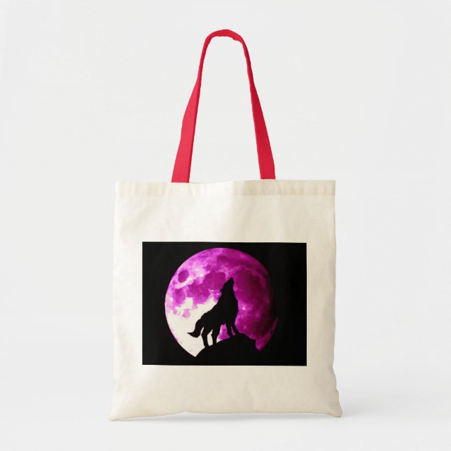 Wolf Howling at Moon Tote Bag (Front)
