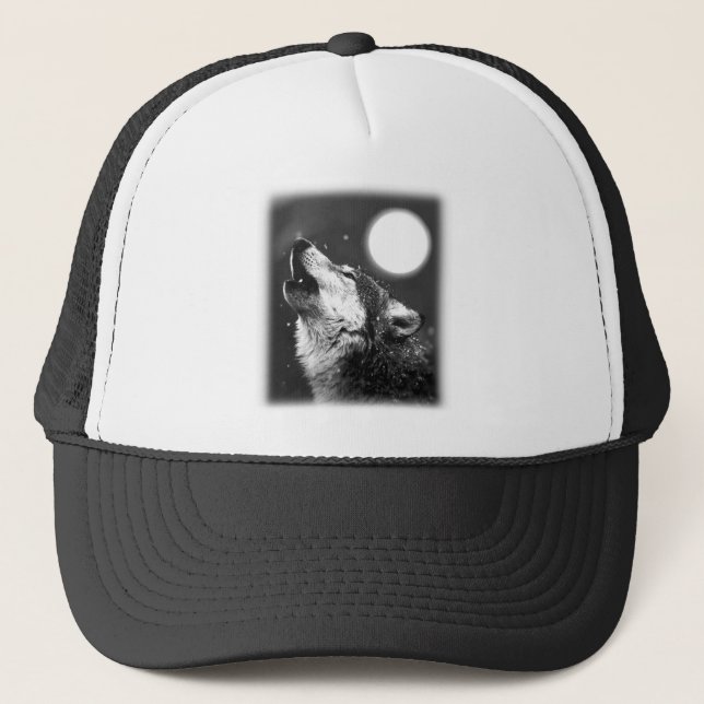 Wolf Howling at Moon Trucker Hat (Front)