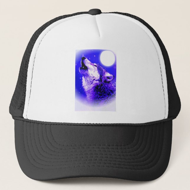 Wolf Howling at Moon Trucker Hat (Front)