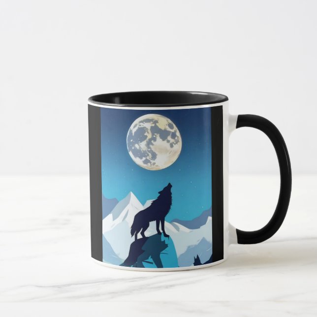 Wolf Howling at the Full Moon Mug (Right)