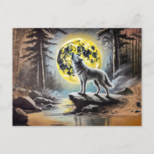 Wolf Howling at the Full Moon Postcard