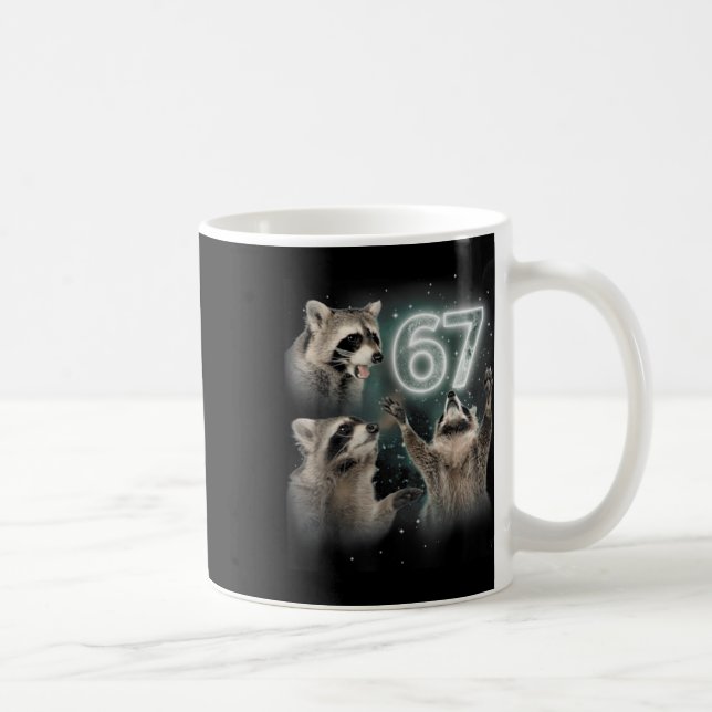 Wolf Howling At The Moon 67 6 7 Halloween 67 Wolf  Coffee Mug (Right)