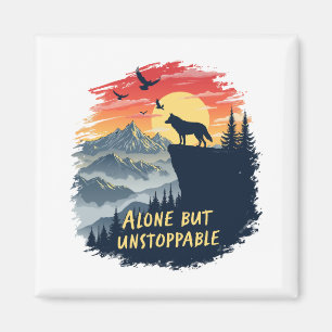 Wolf Howling At The Moon Alone But Unstoppable Magnet
