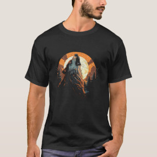 Wolf Howling At The Moon Cartoon Mens National Par T-Shirt