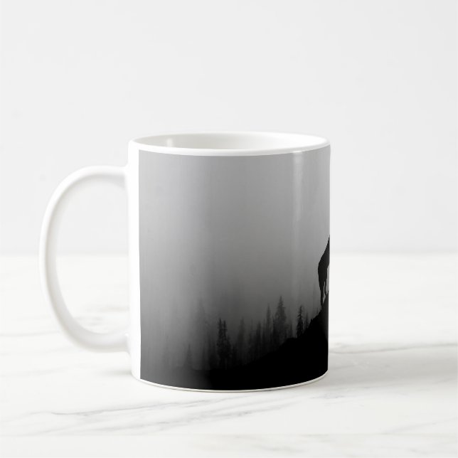 Wolf howling at the moon coffee mug (Left)