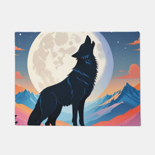 Wolf Howling At The Moon Doormat