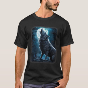 Wolf howling at the Moon Fantasy Art Wildlife T-Shirt