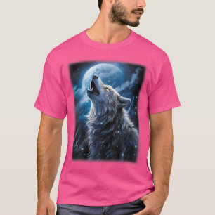 Wolf Howling At The Moon Fantasy Art Wildlife T-Shirt