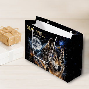 Wolf Howling At the Moon Forest Wildlife Nature Large Gift Bag