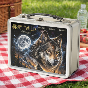 Wolf Howling At the Moon Forest Wildlife Nature Metal Lunch Box