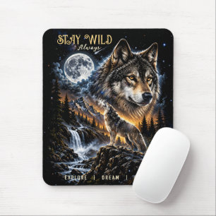 Wolf Howling At the Moon Forest Wildlife Nature Mouse Mat