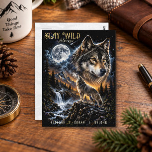 Wolf Howling At the Moon Forest Wildlife Nature Postcard