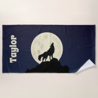 Wolf Howling at the Moon Illustration Personalised