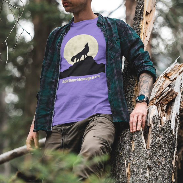 Wolf Howling at the Moon Illustration Personalised Tri-Blend Shirt (Creator Uploaded)