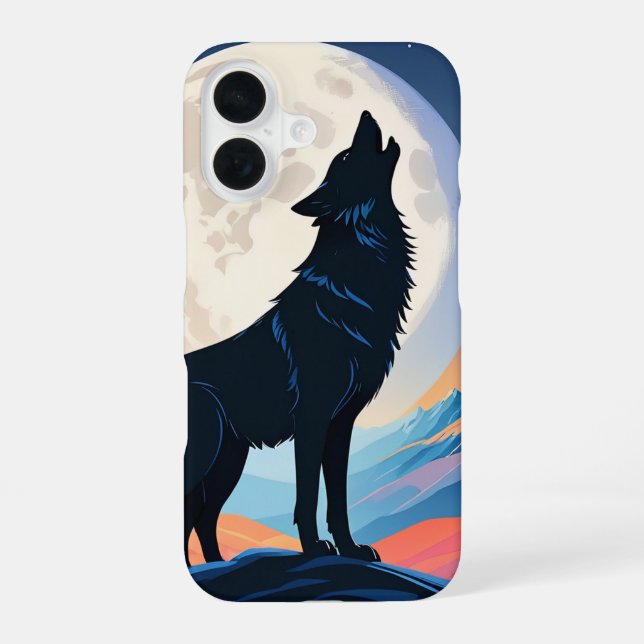 Wolf Howling At The Moon iPhone 16 Case (Back)