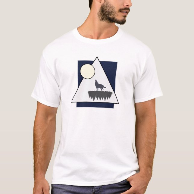 Wolf Howling at the Moon | Nature-inspired Design T-Shirt (Front)