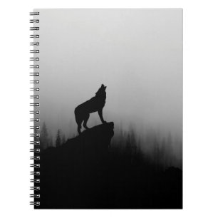 Wolf howling at the moon notebook