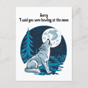 Wolf howling at the moon postcard