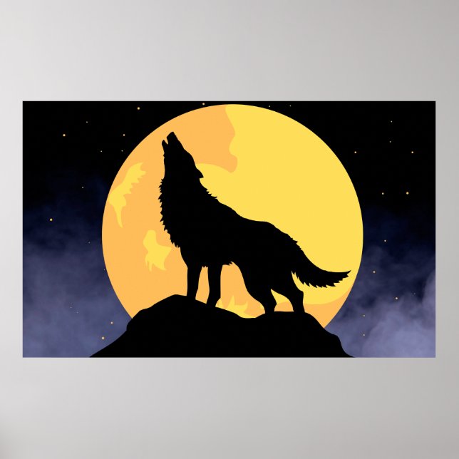 Wolf Howling at the Moon  Poster (Front)