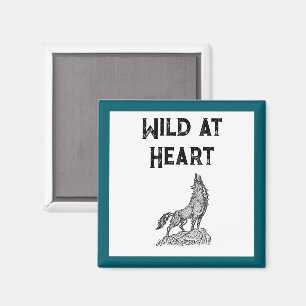 Wolf Howling at the Moon Silhouette Drawing Magnet