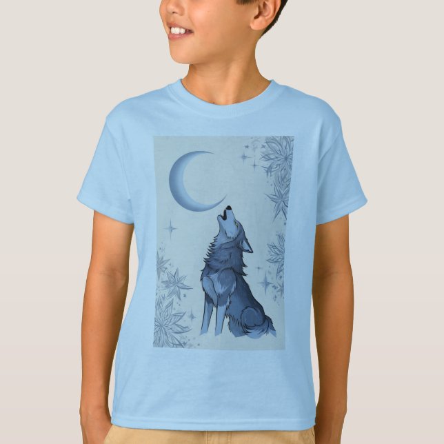 wolf howling at the moon T-Shirt (Front)