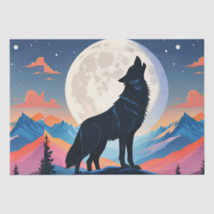 Wolf Howling At The Moon Tissue Paper