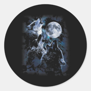 Wolf Howling At The Moon Wildlife Wolves Lovers Me Classic Round Sticker