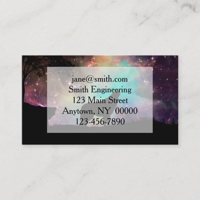 Wolf howling at the universe business card (Front)