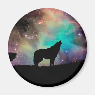 Wolf howling at the universe magnet