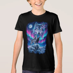 Wolf Howling Aurora Moon Tri-Blend Shirt