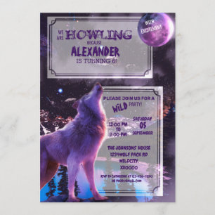 Wolf Howling Birthday Halloween Invitation