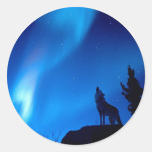 Wolf Howling Classic Round Sticker