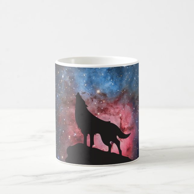 Wolf Howling in Galaxy Coffee Mug (Center)