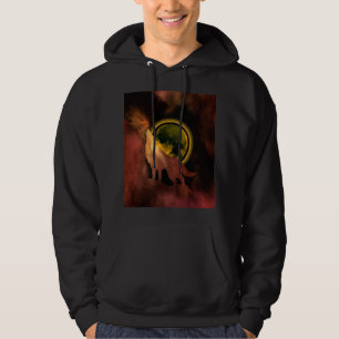 WOLF HOWLING IN SPACE MOON GALAXY   HOODIE