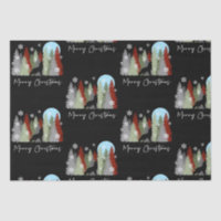 Wolf Howling In The Forest Merry Christmas Trees 
