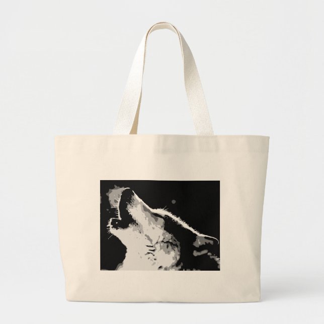 Wolf Howling Large Tote Bag (Front)